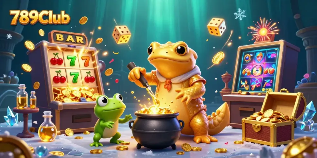 Experience the excitement of 789Club's vibrant online casino scene with golden coins and dynamic game elements.