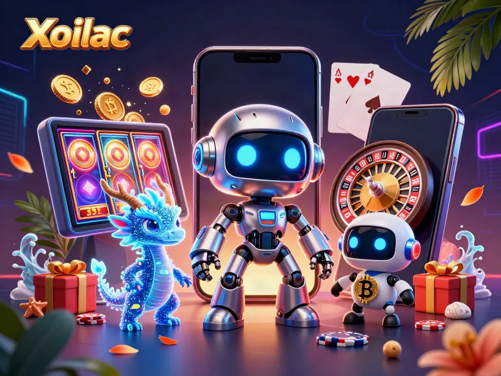 Engage with Xoilac's vibrant casino scene featuring animated characters and thrilling gameplay elements