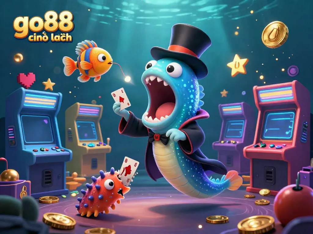 Experience the thrill of go88 chính hãng with an enchanting underwater casino scene featuring magical sea creatures.