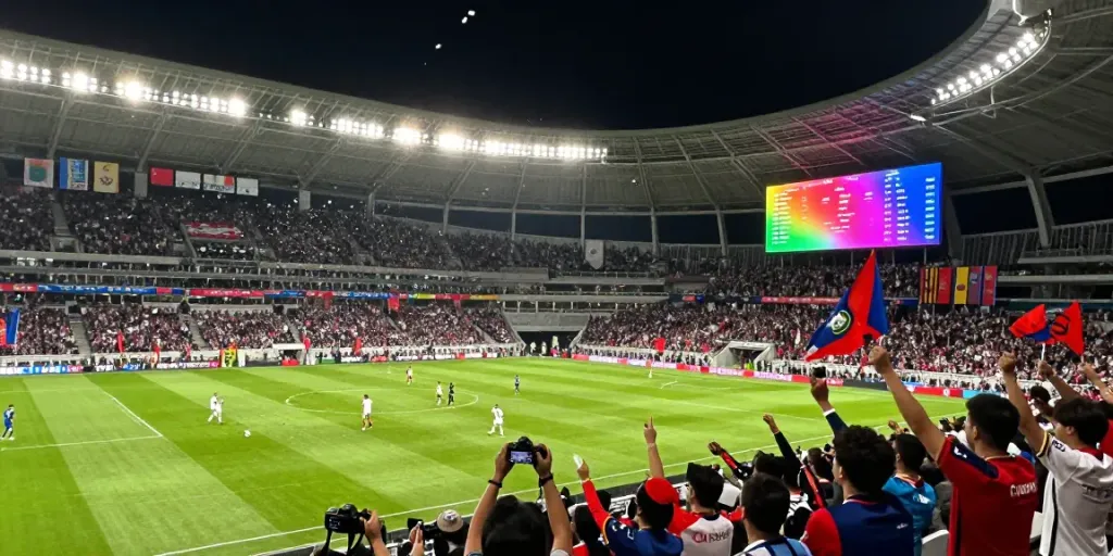 Exciting football scene at a packed stadium showcasing TOP10FOOTBALL action.