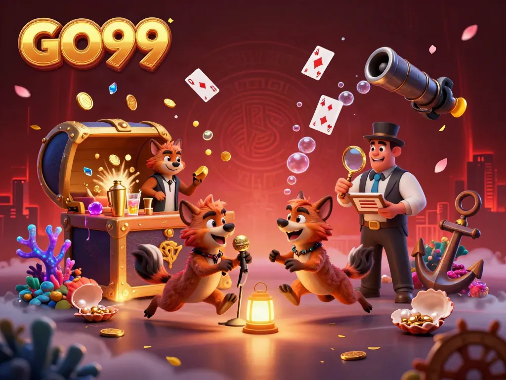 Experience GO99 with hyenas in a comedic casino setting, mixing drinks and checking IDs.