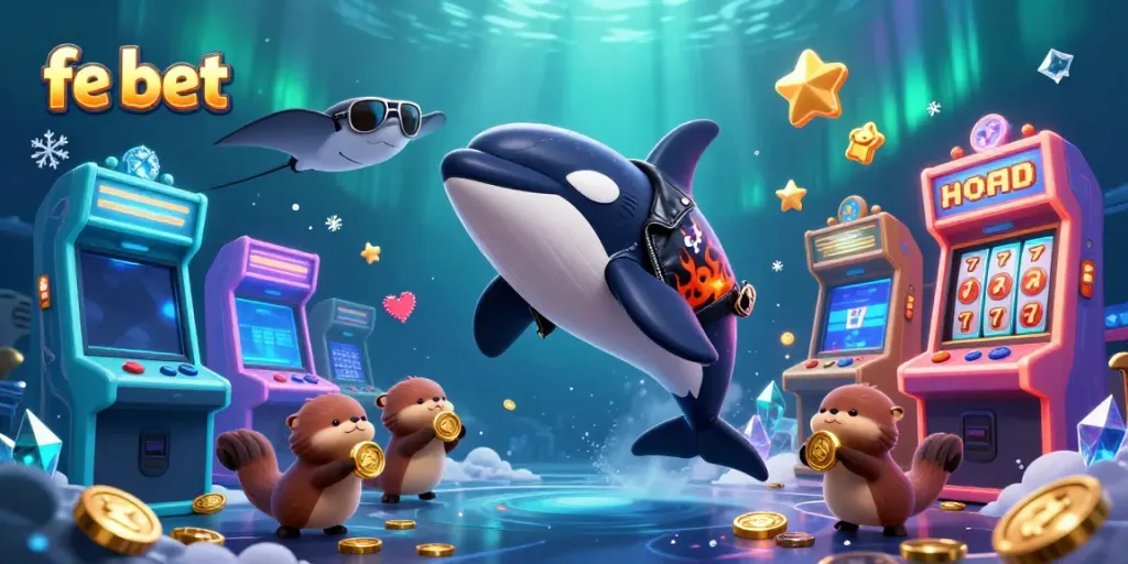 Experience the thrilling world of fe bet with animated casino characters and vibrant gaming elements.