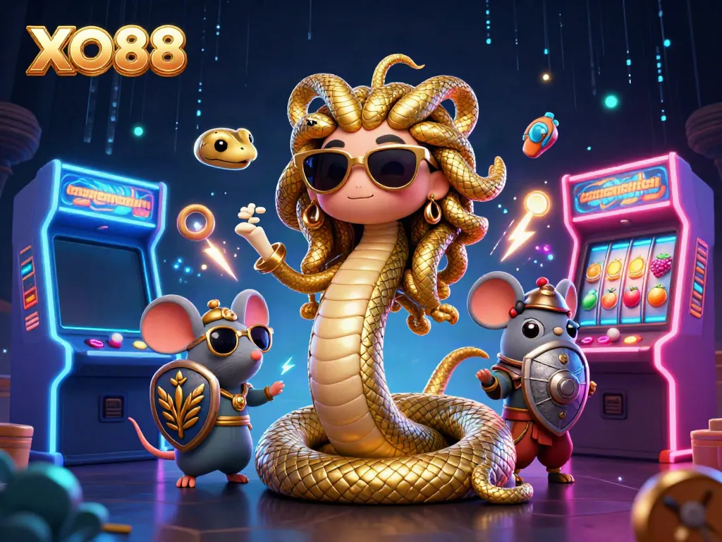 Engage in thrilling games at XO88 with vibrant scenes illustrating online gambling excitement.
