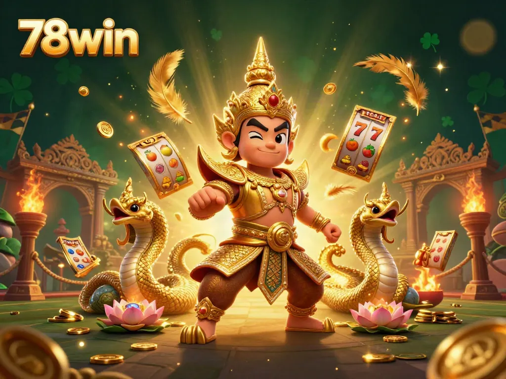 Engage in thrilling slots with 78win's cartoon casino guardian and dynamic visuals!