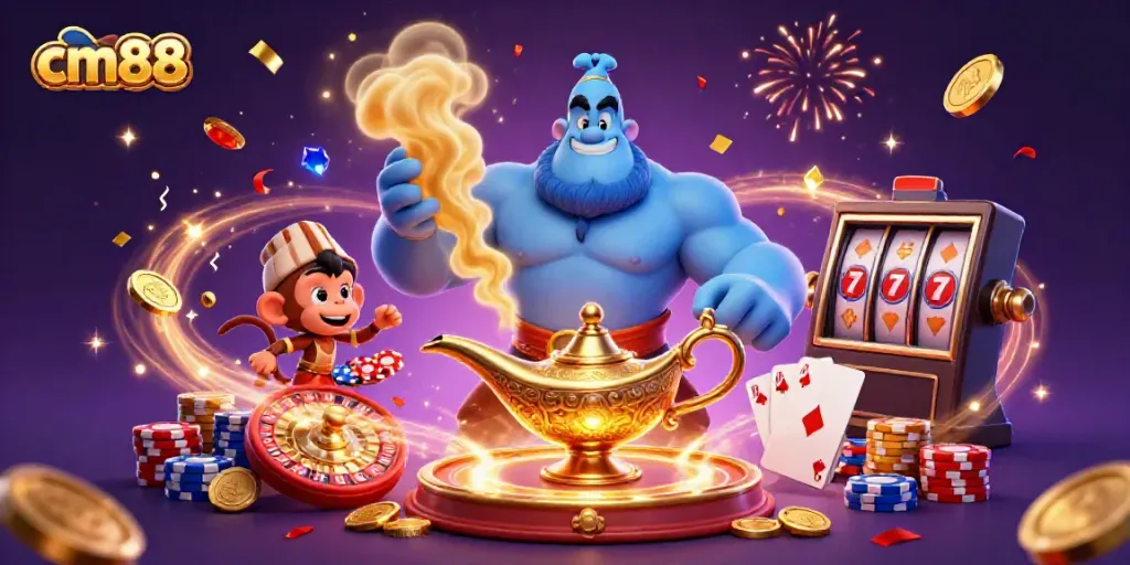 Experience cm88's thrilling magical casino adventure with animated characters and vibrant game elements.