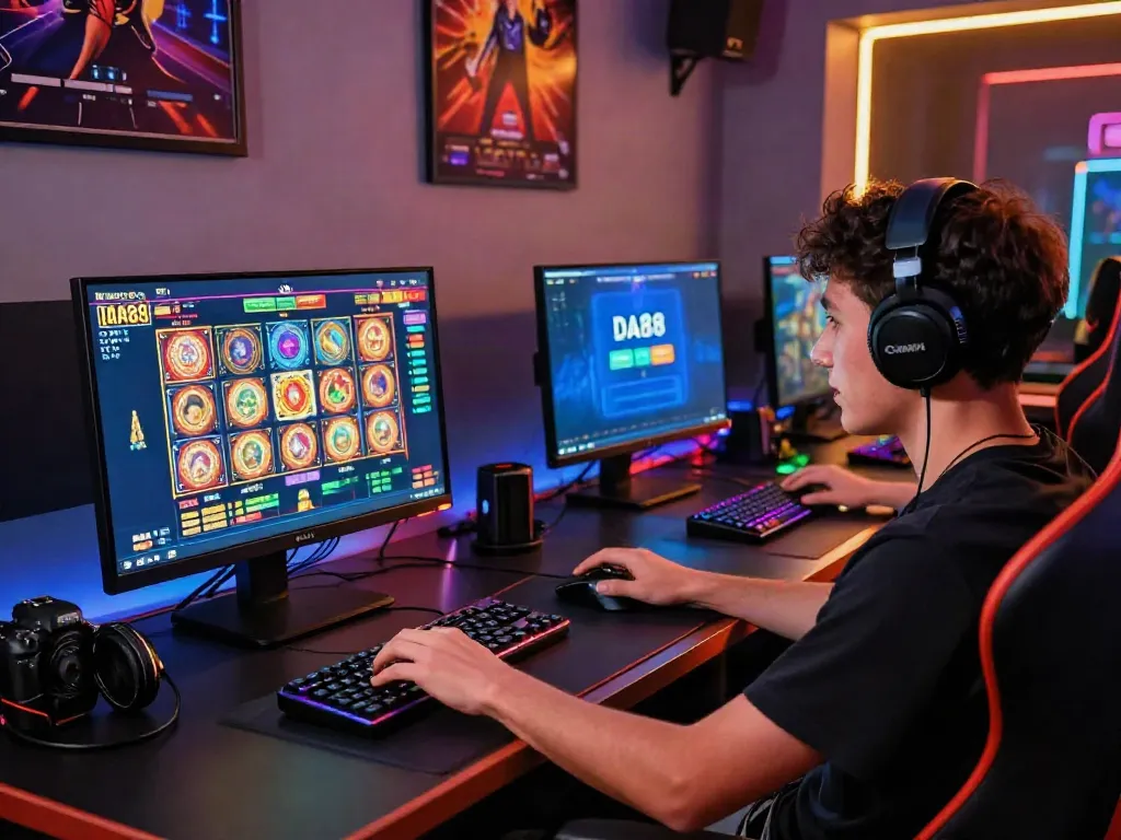 Experience thrilling online gaming at https://da88z.net/ with this engaging slot game setup, featuring immersive visuals and vibrant accessories.
