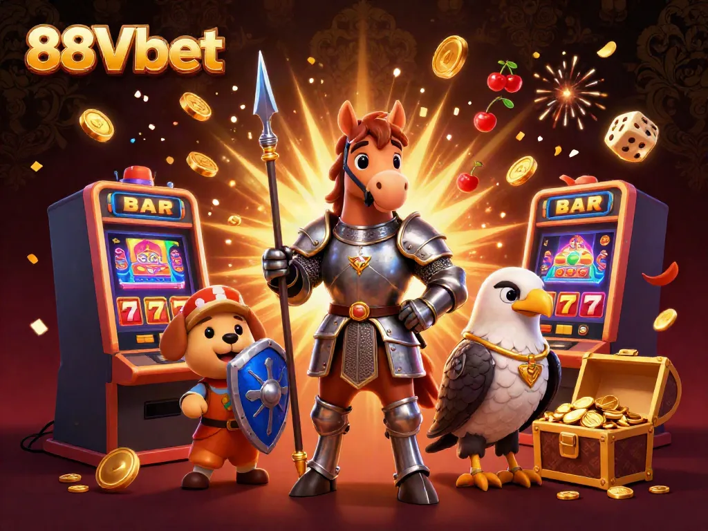 Experience immersive gaming magic at 88Vbet with dynamic characters and bright casino elements.