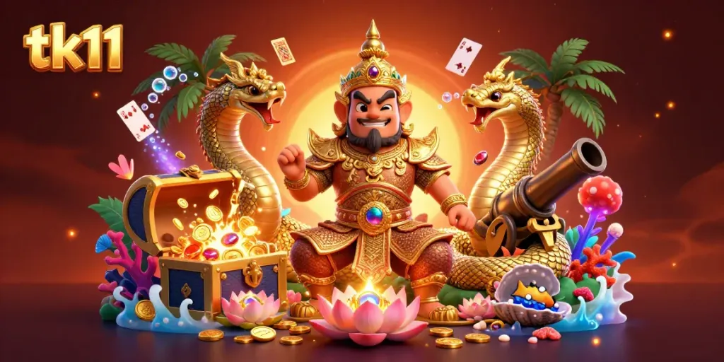 Engage with tk11's thrilling casino adventure featuring vibrant Thai guardians and riches.