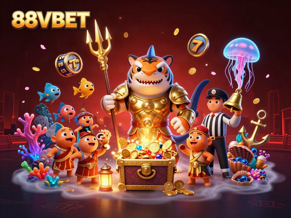 Engage with 88VBET's underwater casino adventure, featuring vibrant characters and dynamic game elements.