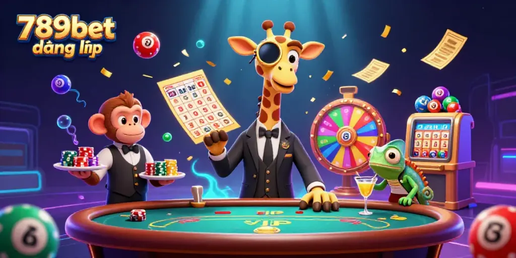 Engage in thrilling gameplay with 789bet đăng nhập, showcasing a dynamic casino atmosphere featuring unique characters and vibrant elements.