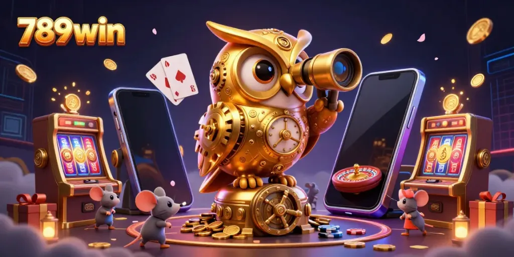 Engage in thrilling moments at 789win with a clockwork owl and animated game scenes