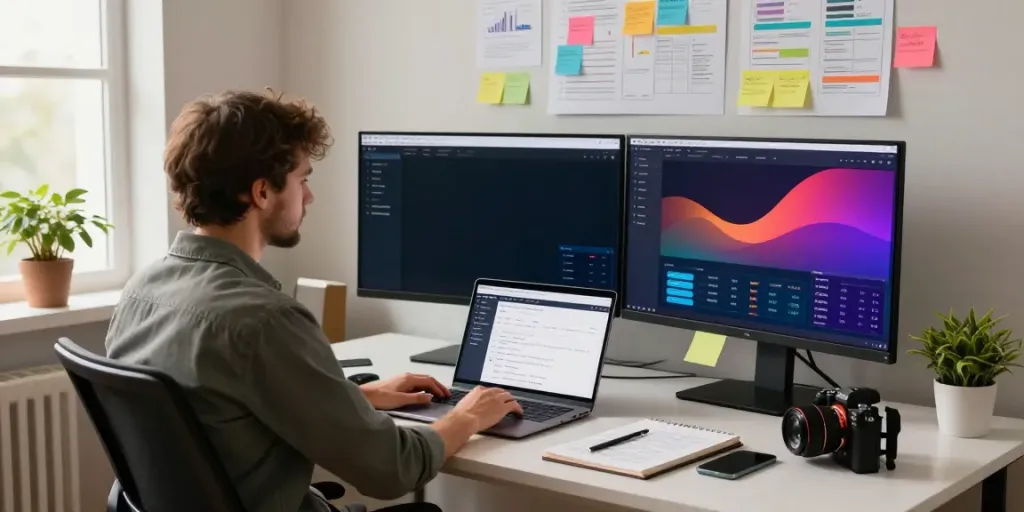 SEO specialist utilizing instant indexing strategies in a modern workspace