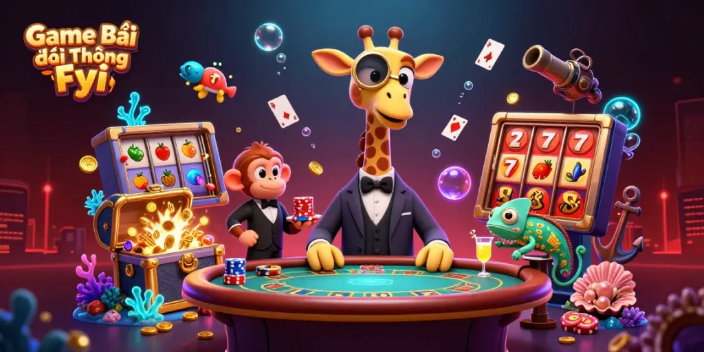 Win big at Game Bài Đổi Thưởng Fyi with our vibrant casino illustration showcasing fun gaming elements.